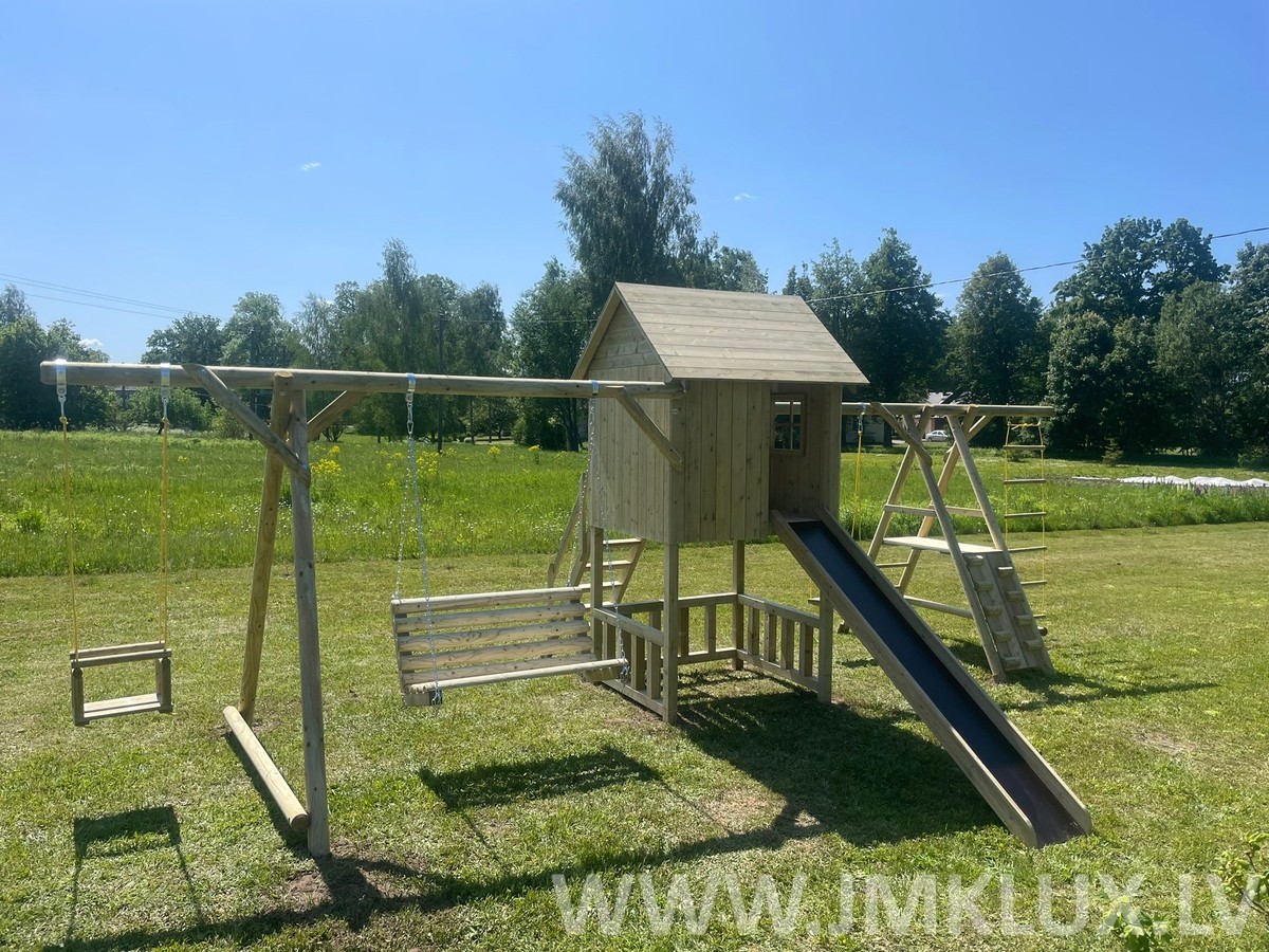 Rotaļu komplekss JMK LUX, platums 5 m, garums 7,9 m, koks
