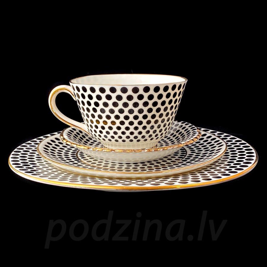 Trauki Podziņas porcelāns, baltā, melnā, zelta krāsā
