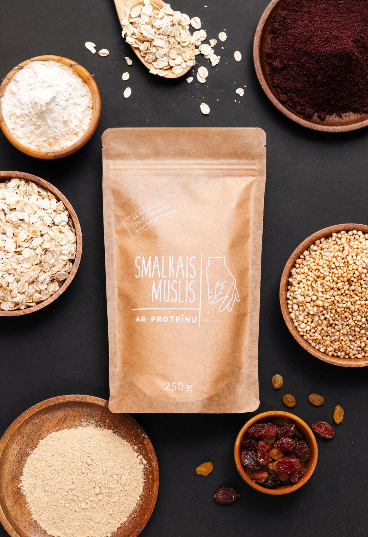 Brokastu pārslas Smalkais Muslis, proteīnu, musli, 250 g