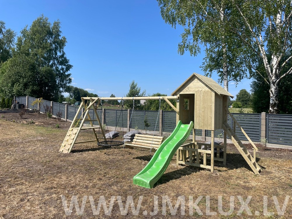 Rotaļu komplekss JMK LUX, platums 3,5 m, garums 7 m, koks