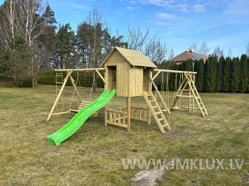 Rotaļu komplekss JMK LUX, platums 7 m, garums 7 m, koks