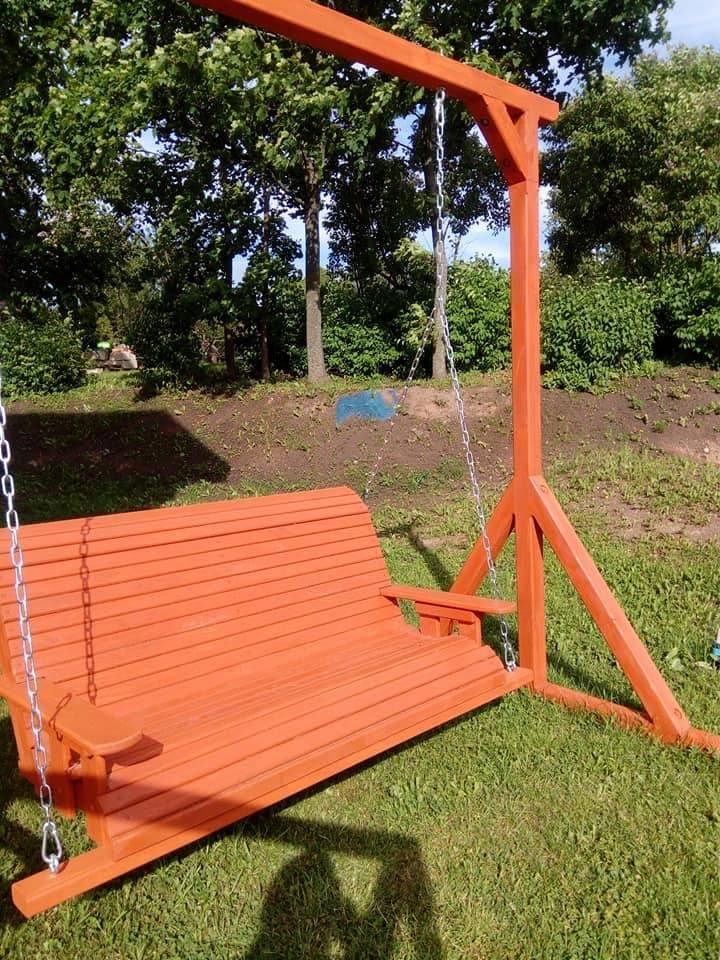 Šūpuļkrēsls Ēvele Mēbele, koks, oranžā krāsā