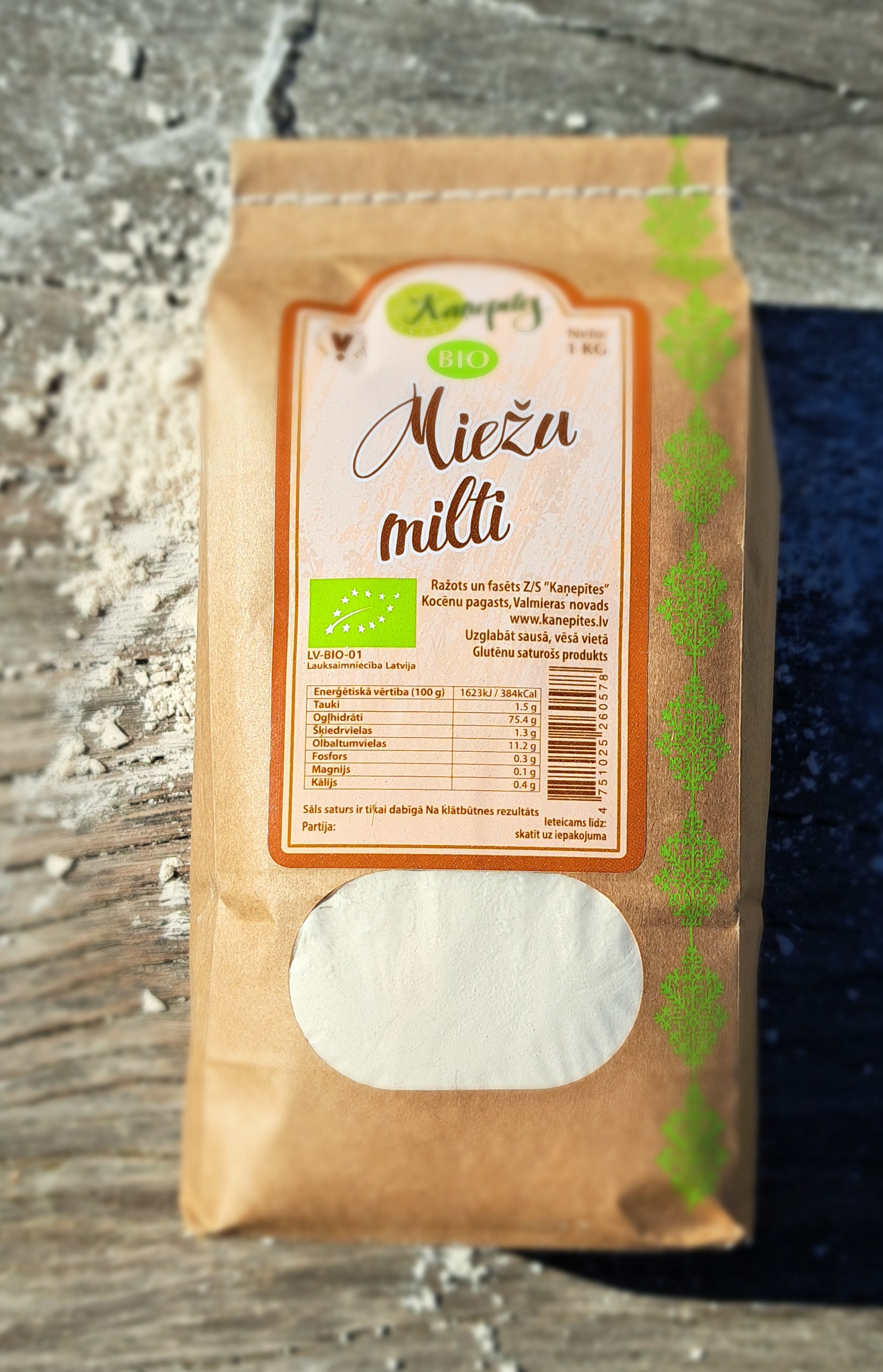 Miežu milti Kaņepītes, smalka maluma, 1 kg