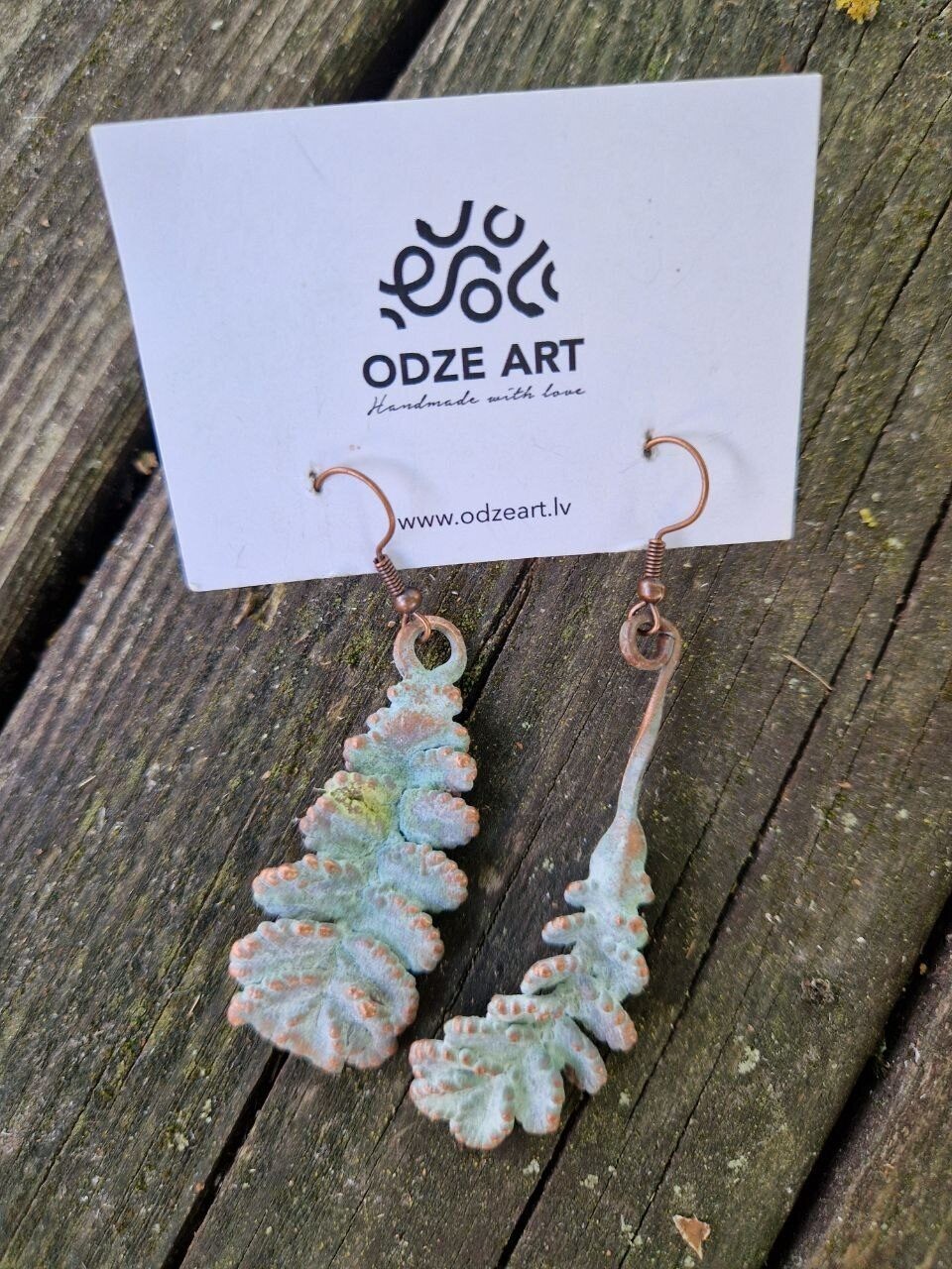 Auskari Odze Art, baltā, bēšā krāsā