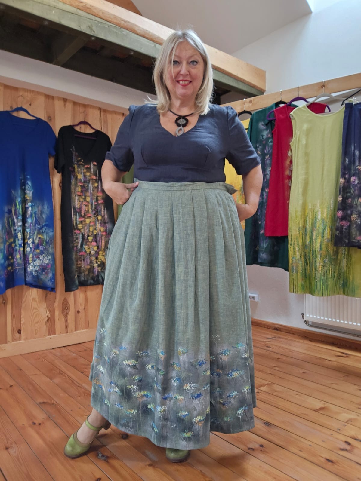 Svārki Agnese Vaļiniece, 4XL, 5XL, 6XL, maksi, lins