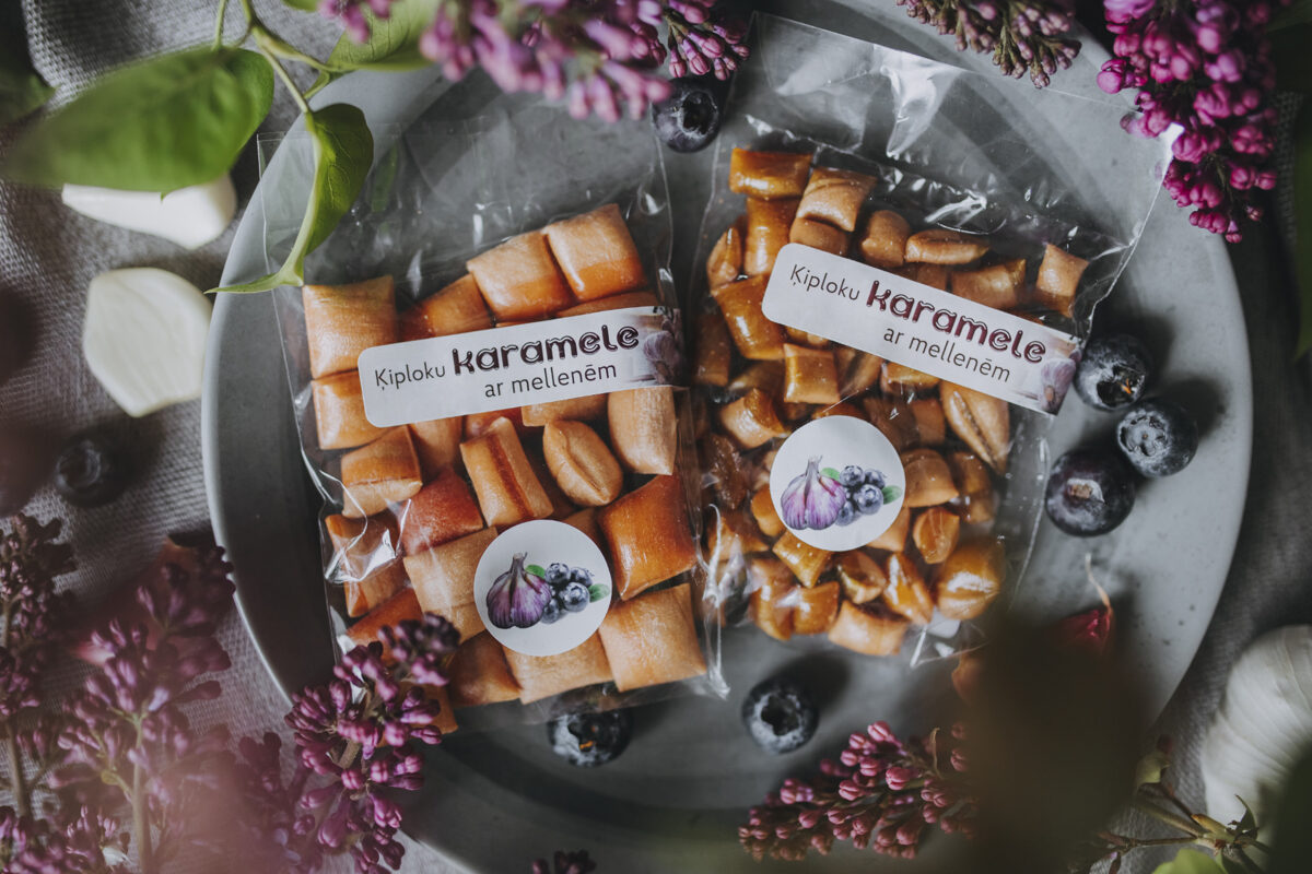 Karameles Līvānu ķiploks, ķiploku ar mellenēm, 50 g