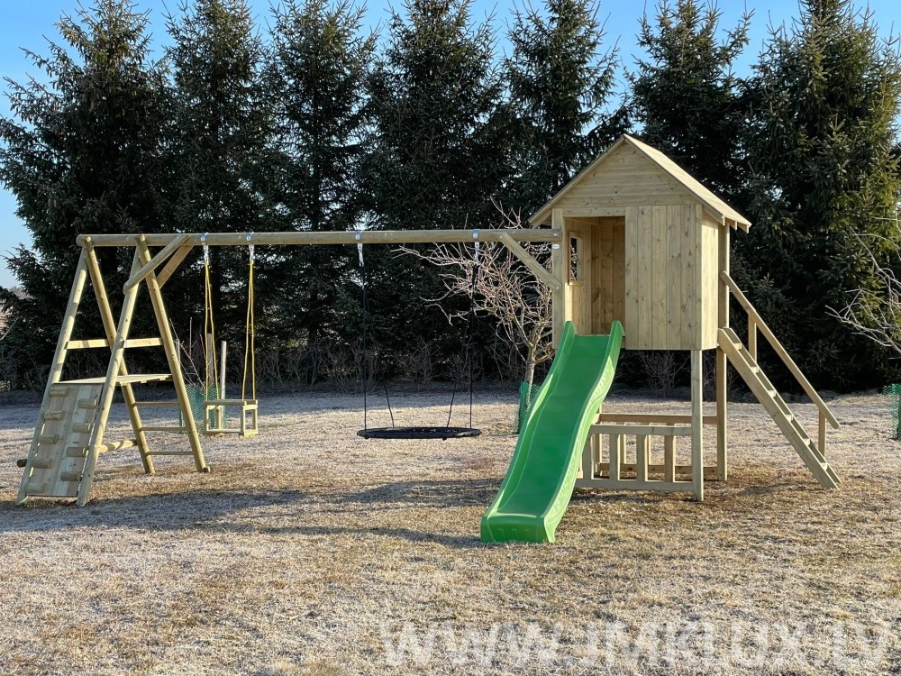 Rotaļu komplekss JMK LUX, platums 3,5 m, garums 5,7 m, koks