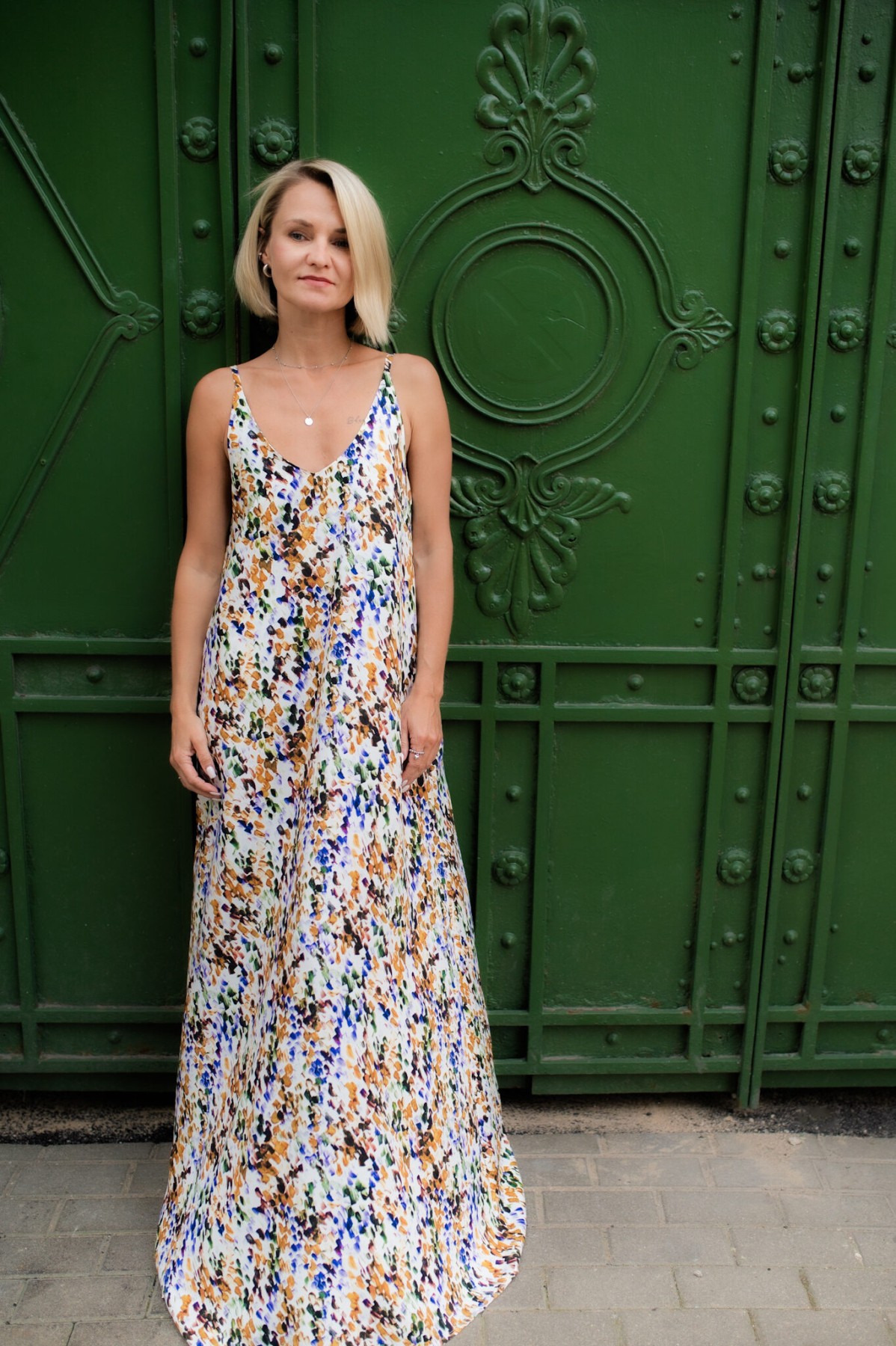 Kleita TRU:DE, L, XL, maksi, viskoze, raibā krāsā