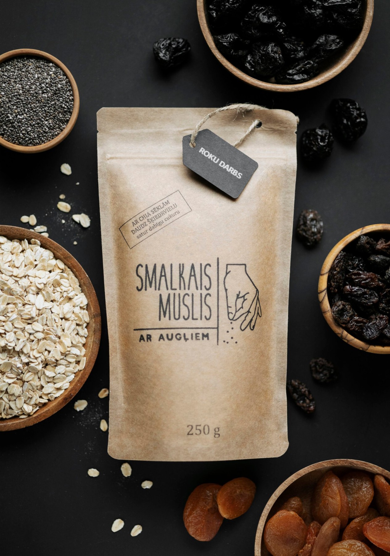 Brokastu pārslas Smalkais Muslis, augļu, musli, 250 g