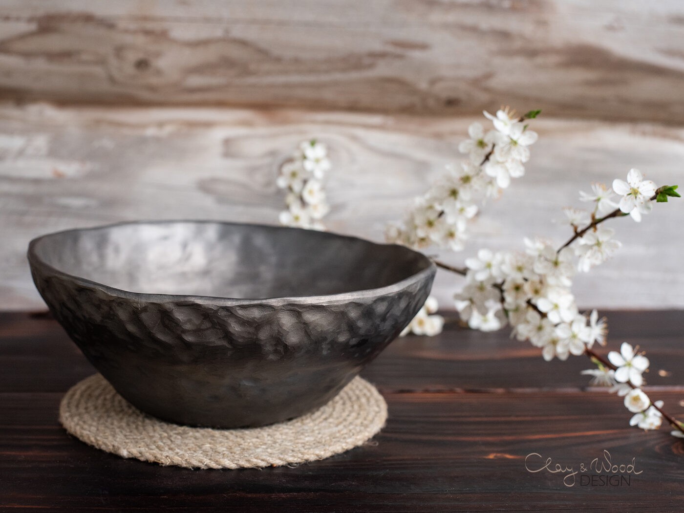Servēšanas bļoda Clay & Wood Design, 20,5 cm, keramika