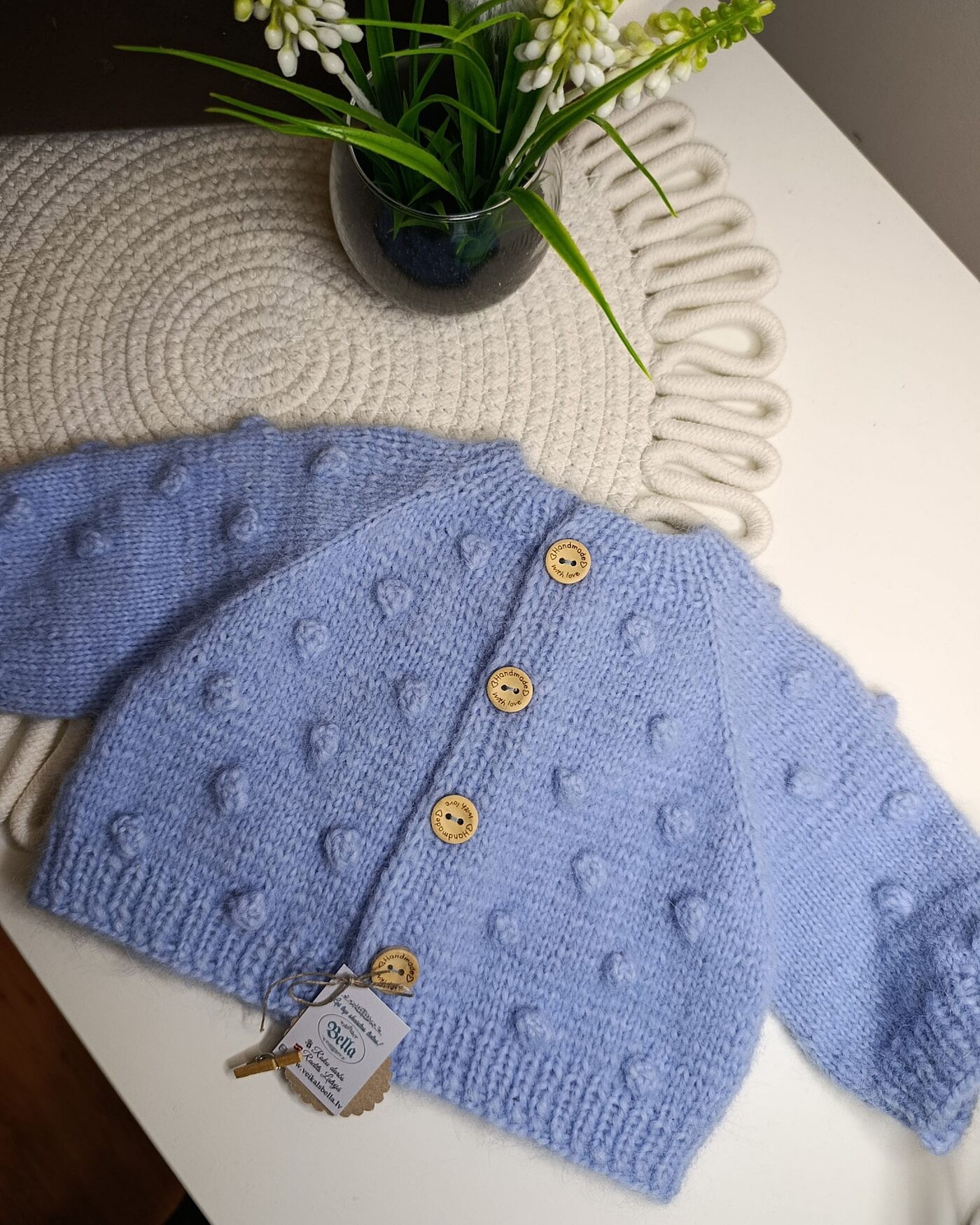 Zīdaiņiem Bella, 50, 56, 62 cm, vilna, gaiši zilā krāsā