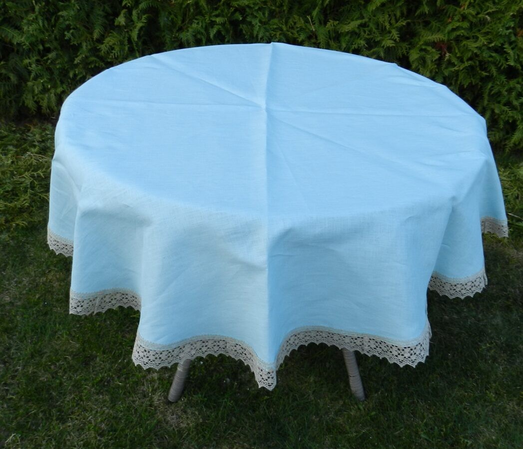 Galdauts Jolanya, platums 150 cm, lins, gaiši zilā krāsā
