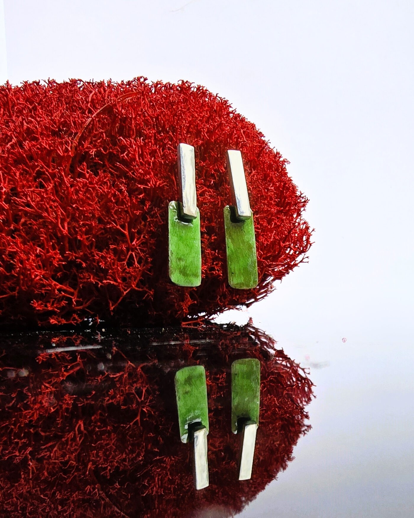 Auskari Asmane Jewellery, sudrabs 925, sudraba, zaļā krāsā