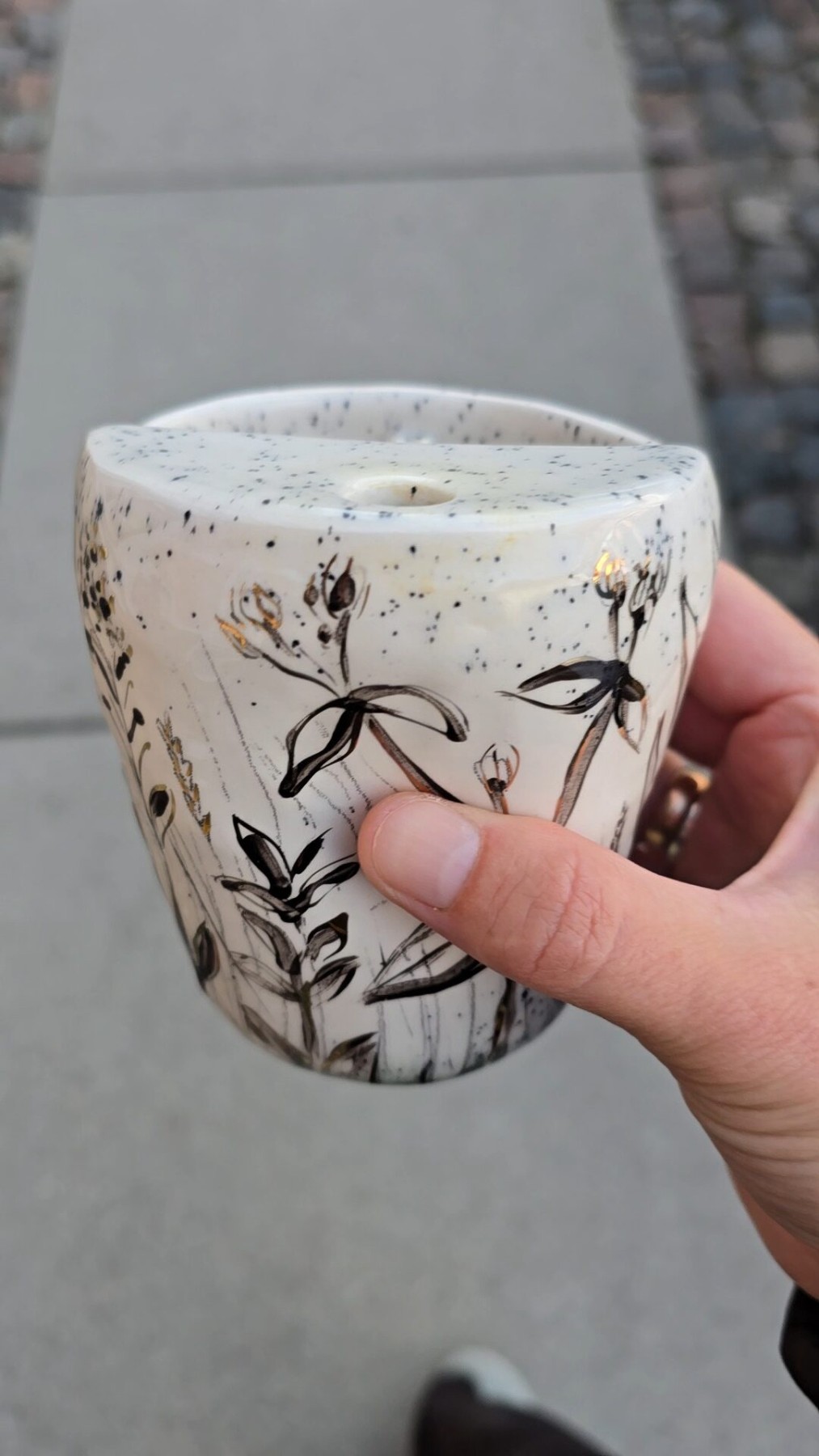 Krūze KAISME, 250 ml, keramika, baltā, melnā krāsā