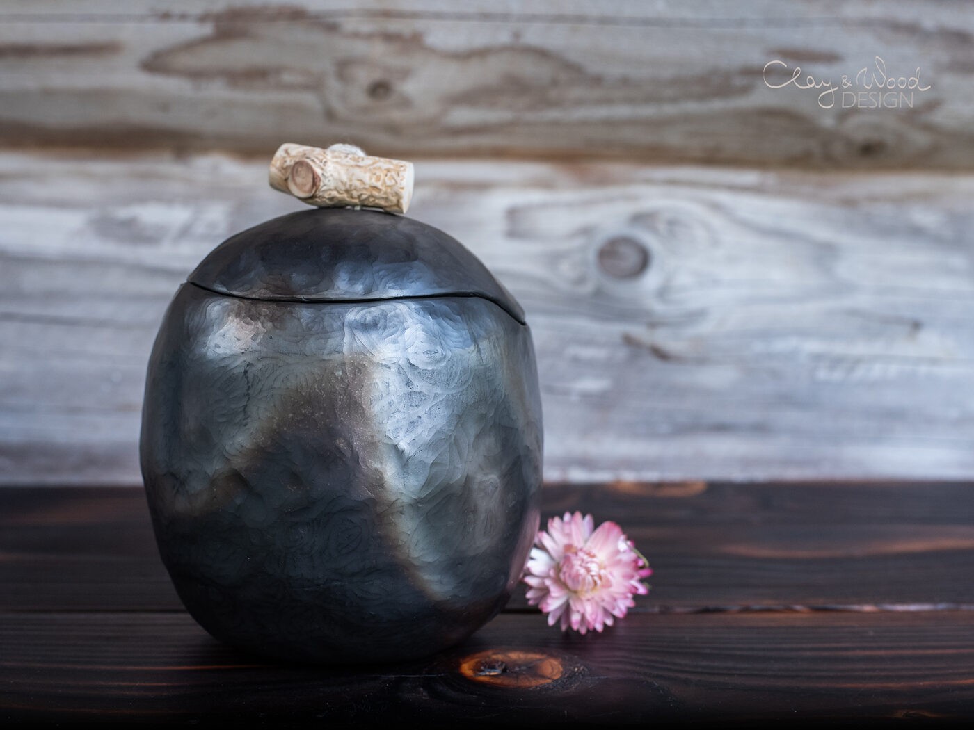 Uzglabāšanas trauks Clay & Wood Design, 820 ml, melnā krāsā