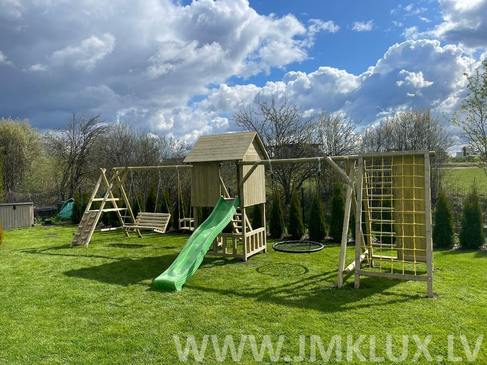 Rotaļu komplekss JMK LUX, platums 5 m, garums 9 m, koks