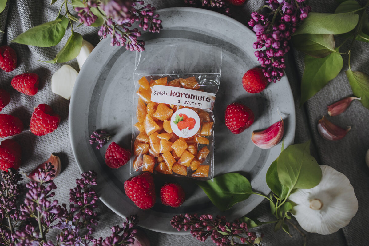 Karameles Līvānu ķiploks, ķiploku ar avenēm, 50 g