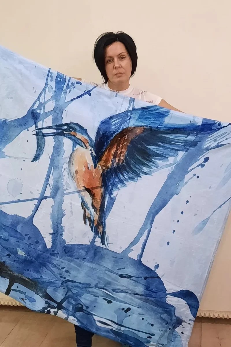 Pleds Anda Sproģe Art, gaiši zilā krāsā