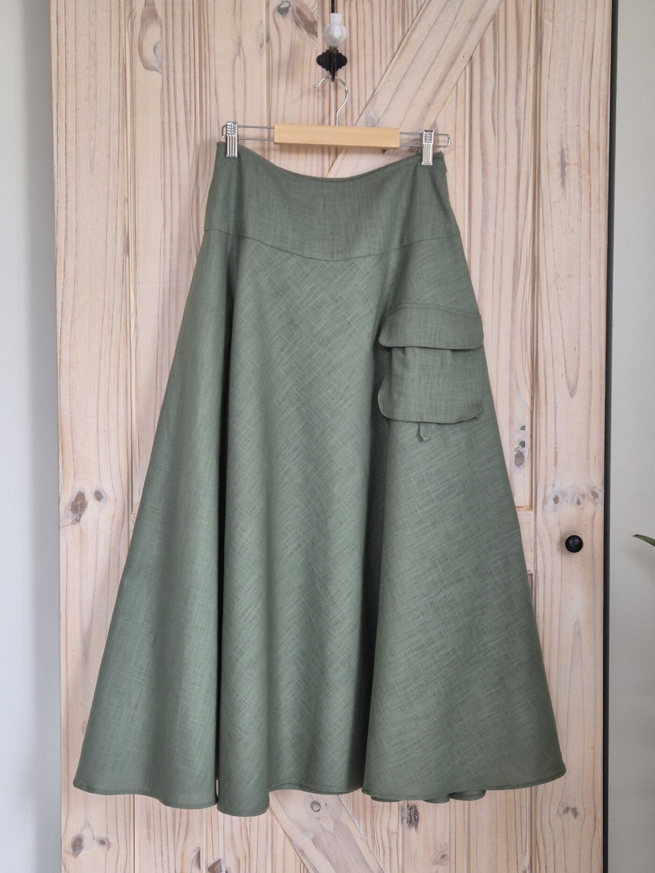 Svārki Feel the Style, S, M, L, XL, maksi, lins, zaļā krāsā