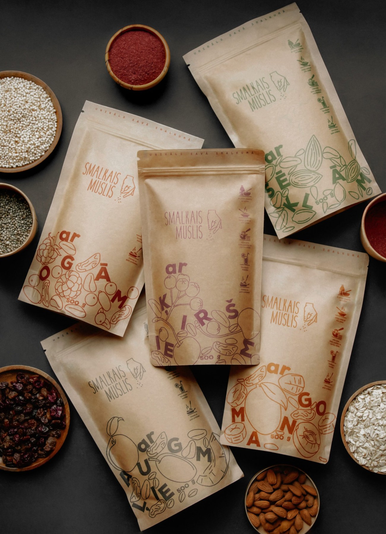 Brokastu pārslas Smalkais Muslis, komplekts 5 × 500 g, musli