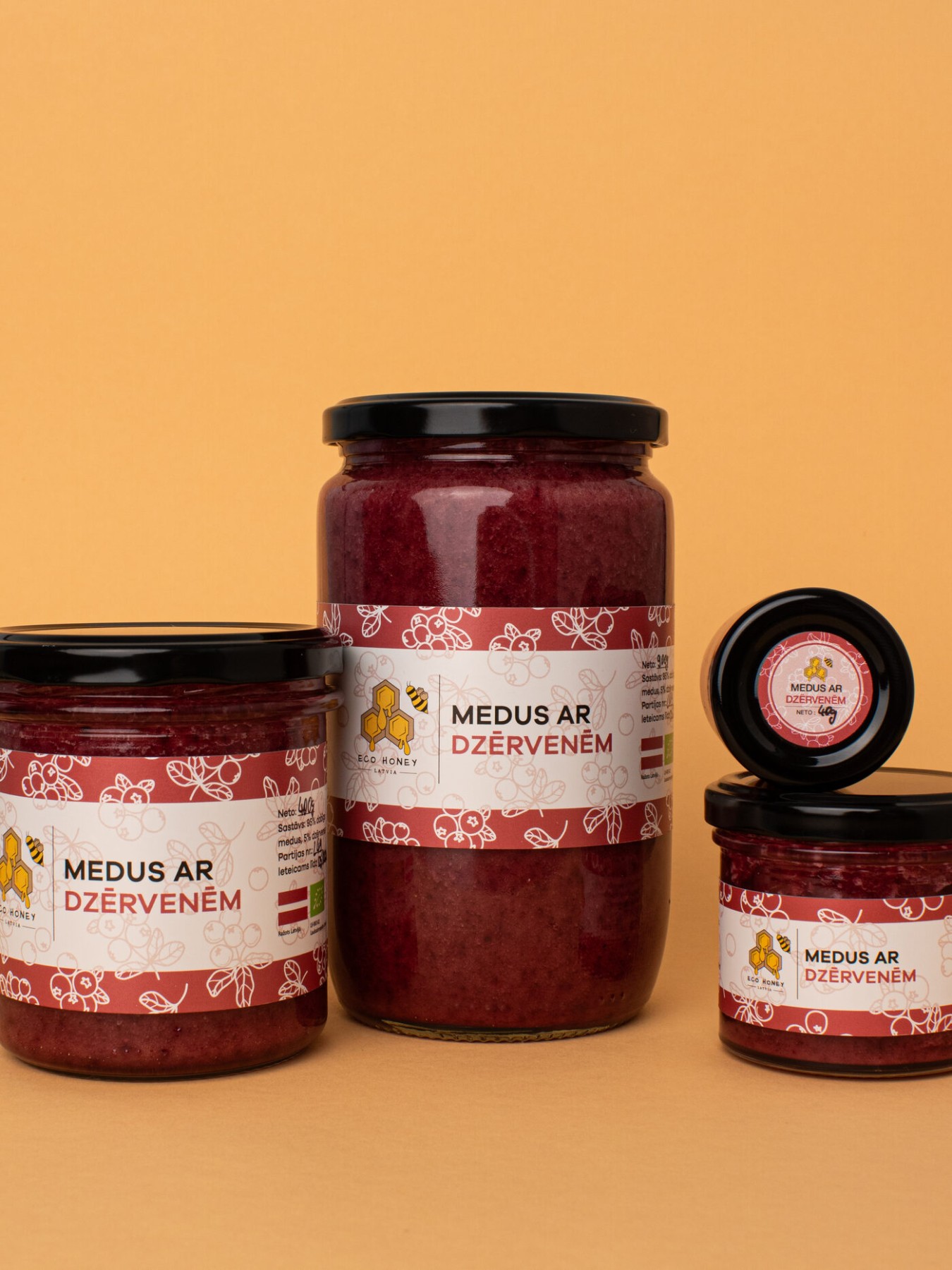 Medus ar piedevām EcoHoney Latvia, 150 g, krēmveida (putots)